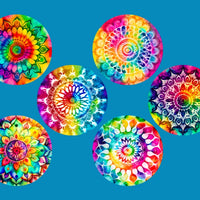 TIE DYE MANDALAS - 6 PATCH SET - LARGE SOLID OVERLAYS