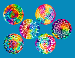 TIE DYE MANDALAS - 6 PATCH SET - LARGE SOLID OVERLAYS