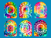 TIE DYE MANDALAS - 6 PATCH SET - OMNIPOD OVERLAYS