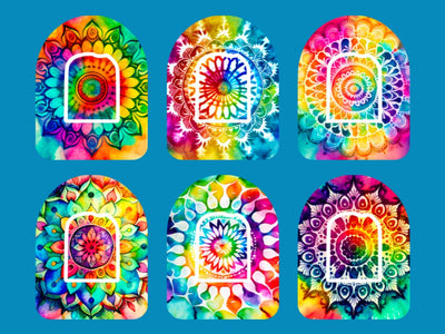 TIE DYE MANDALAS - 6 PATCH SET - OMNIPOD OVERLAYS
