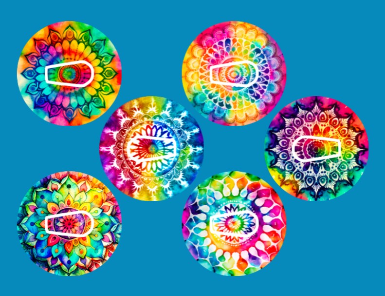 TIE DYE MANDALAS - 6 PATCH SET  -  DEXCOM G6 OVERLAYS