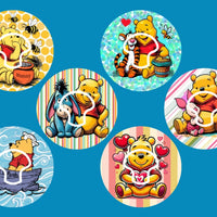 WINNIE THE POOH & FRIENDS - 6 PATCH SET -  MEDTRONIC GUARDIAN OVERLAYS WITH CUT-OUT FOR USE WITH DECK MY DIABETES GRIPSHIELD