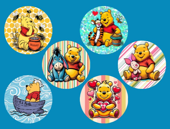 WINNIE THE POOH & FRIENDS - 6 PATCH SET - LARGE SOLID OVERLAYS