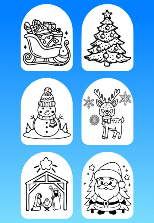 "COLOR MY JOURNEY" WINTER & CHRISTMAS - 6 PATCH SET OF OMNIPOD OVERLAYS WITH CUT-OUTS