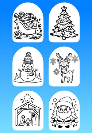 "COLOR MY JOURNEY" WINTER & CHRISTMAS - 6 PATCH SET OF OMNIPOD OVERLAYS WITH CUT-OUTS
