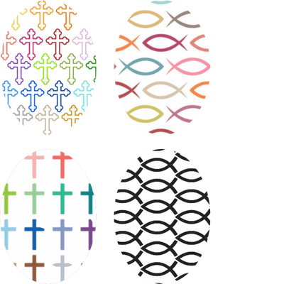 Cross & Fish Pattern Ovals - 4 Pack (same device)