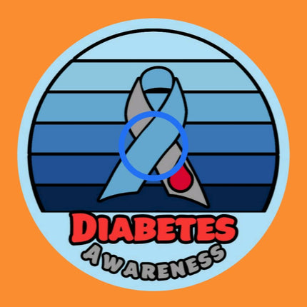 DIABETES AWARENESS GRADIENT RIBBON CIRCULAR PATCH