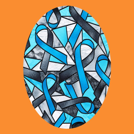 STAINED GLASS DIABETES AWARENESS RIBBONS OVAL PATCH