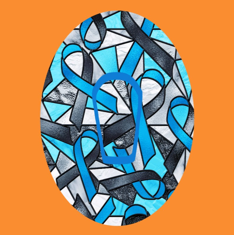 STAINED GLASS DIABETES AWARENESS RIBBONS OVAL PATCH