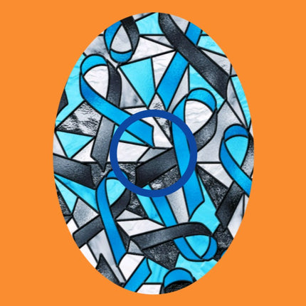 STAINED GLASS DIABETES AWARENESS RIBBONS OVAL PATCH