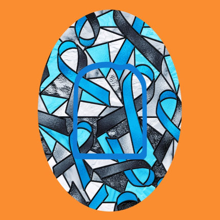 STAINED GLASS DIABETES AWARENESS RIBBONS OVAL PATCH