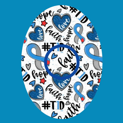 FAITH HOPE & T1D (TYPE ONE DIABETES) OVAL PATCH