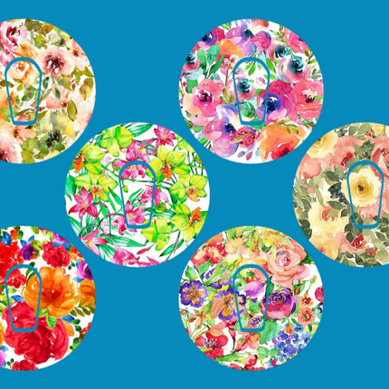 FLOWER BOUQUET WATERCOLOR CIRCULAR 6 PATCH SET