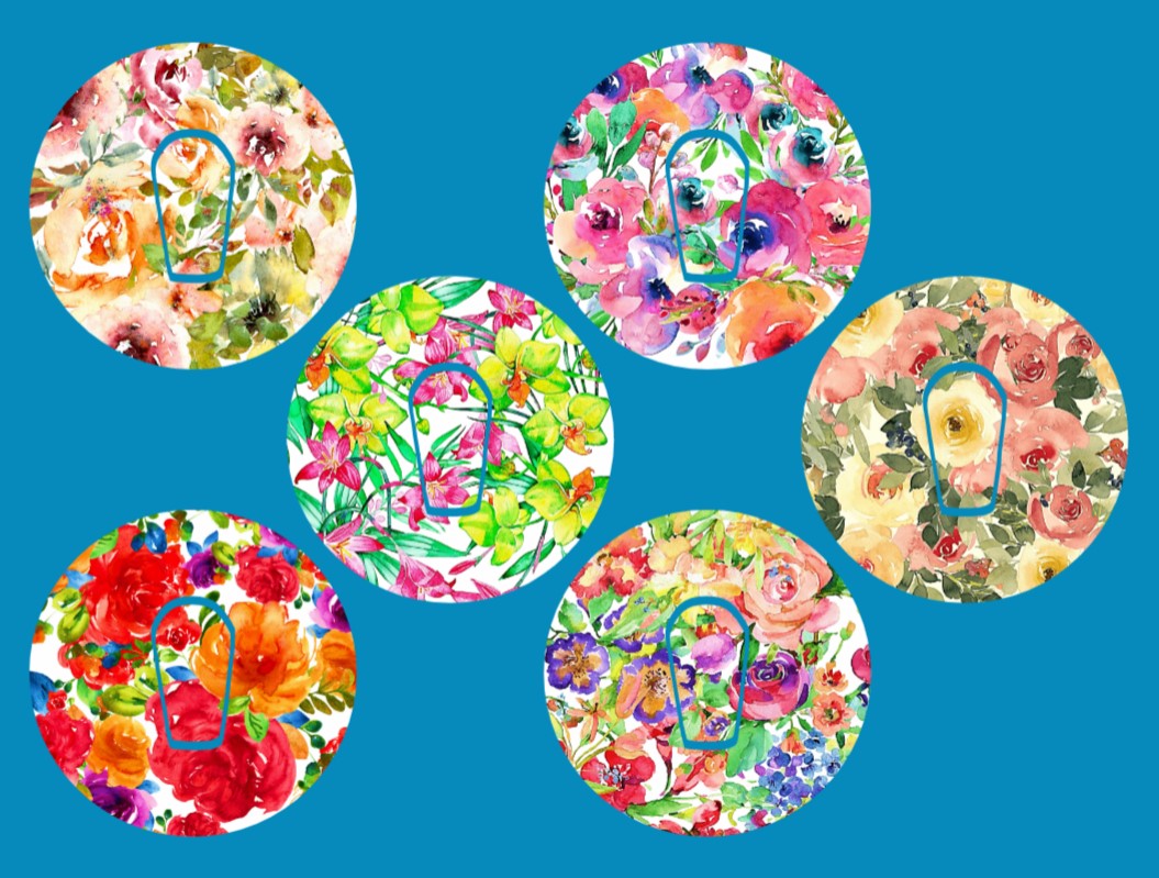 FLOWER BOUQUET WATERCOLOR CIRCULAR 6 PATCH SET