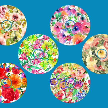 FLOWER BOUQUET WATERCOLOR CIRCULAR 6 PATCH SET