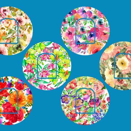 FLOWER BOUQUET WATERCOLOR CIRCULAR 6 PATCH SET