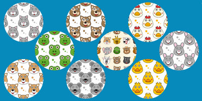 FUNNY FACE ANIMALS CIRCULAR 9 PATCH SET