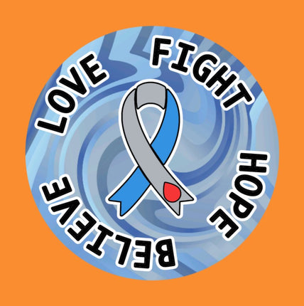 LOVE FIGHT HOPE BELIEVE DIABETES AWARENESS RIBBON CIRCULAR PATCH