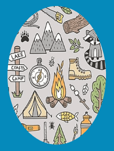 FALL CAMPING DOODLES - OVAL