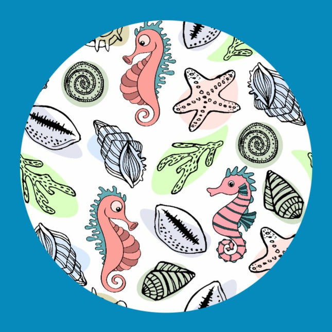 SEAHORSES & SEASHELLS CIRCULAR PATCH