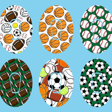 SPORTS BALL PATTERNS OVAL 6 PATCH SET