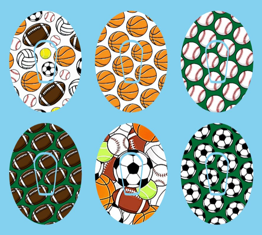 SPORTS BALL PATTERNS OVAL 6 PATCH SET