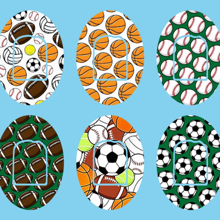 SPORTS BALL PATTERNS OVAL 6 PATCH SET
