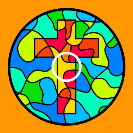 STAINED GLASS CROSS CIRCULAR PATCH