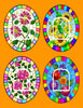 STAINED GLASS FLOWERS OVAL 4 PATCH SET