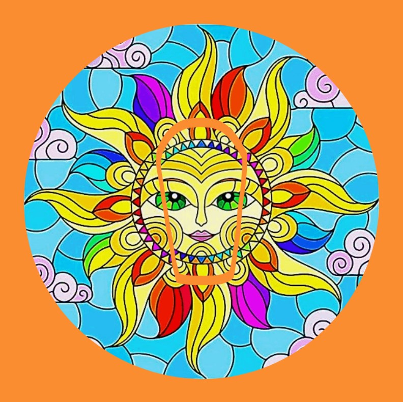 STAINED GLASS SUN CIRCULAR PATCH