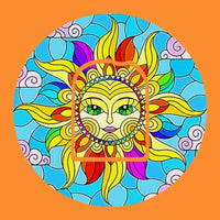 STAINED GLASS SUN CIRCULAR PATCH