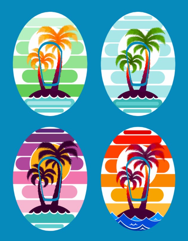 SUNSET PALMS OVAL 4 PATCH SET