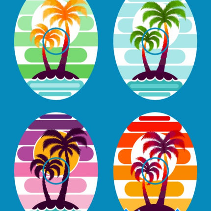 SUNSET PALMS OVAL 4 PATCH SET