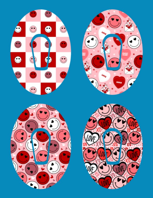 VALENTINE SMILEYS 4 PATCH SET