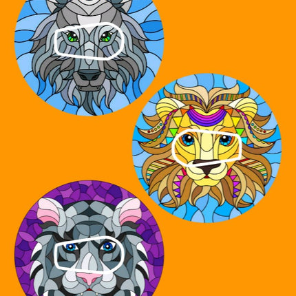 WILD KINGDOM STAINED GLASS CIRCULAR 3 PATCH SET