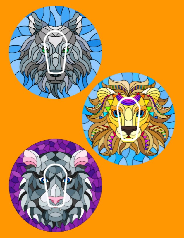 WILD KINGDOM STAINED GLASS CIRCULAR 3 PATCH SET