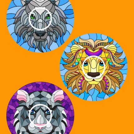 WILD KINGDOM STAINED GLASS CIRCULAR 3 PATCH SET