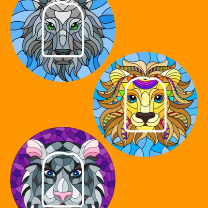 WILD KINGDOM STAINED GLASS CIRCULAR 3 PATCH SET