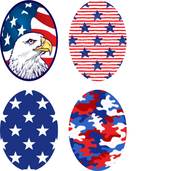 Red White & Blue Ovals - 4 Pack (for same device)